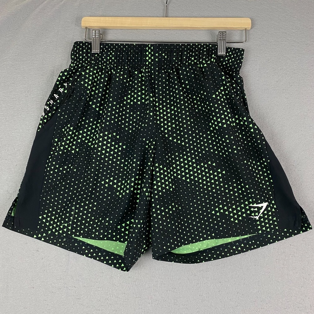 Gymshark Mens Training Shorts M Sport 6.5" Athletic Training Geometric fluo lime